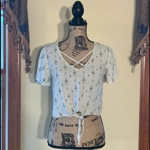 Mudd M White Boho Crop Top